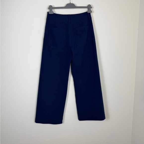 Maeve Anthropologie Colette Brushed Knit Crop Wide-Leg Pants Navy - Picture 7 of 9